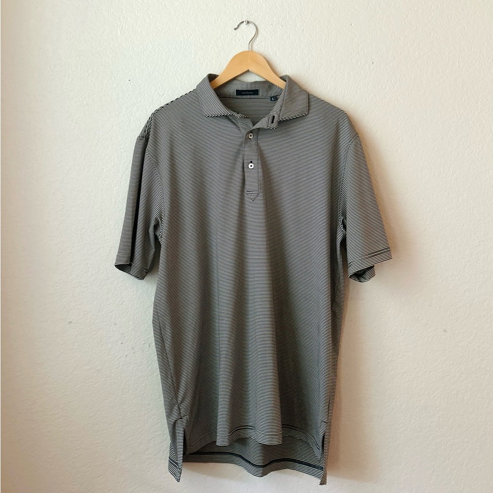 Turtleson Men’s Classic Striped Golf Polo Shirt w/ Relaxed Fit Size Large Black